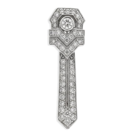 GL zilveren broche stropdas met kristal