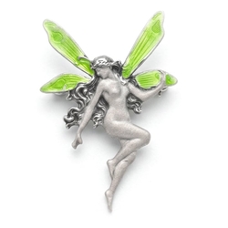 GL zilveren broche elfje met groen emaille