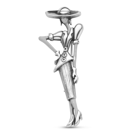 GL zilveren broche mannequin art deco stijl