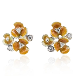 GL oorstekers bloemen bruin emaille