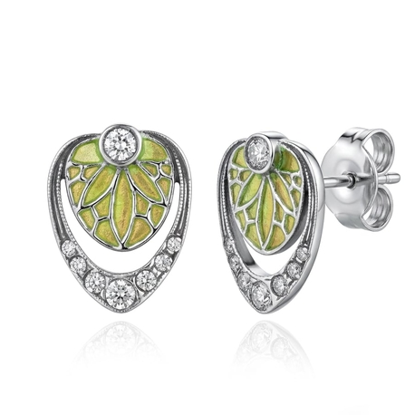 Zilveren oorbellen groen vensteremaille GL Timeless 