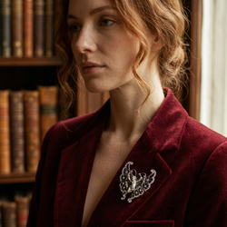 Vintage zilveren GL broche engel met vleugels naar Lalique