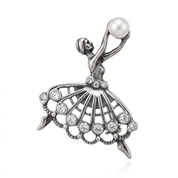 GL zilveren broche/hanger ballerina Art deco