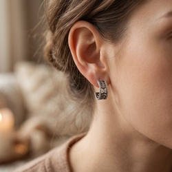 zilveren steek creolen blad GL Timeless