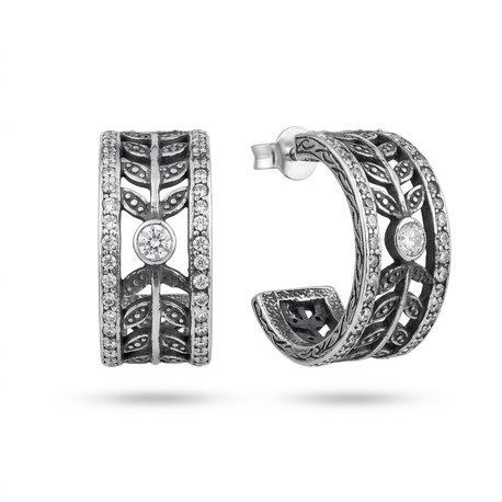 zilveren steek creolen blad GL Timeless