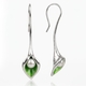 Zilveren oorbellen groen emaille met parel aronskelk calla