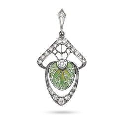 Zilveren hanger lelie met groen vensteremaille