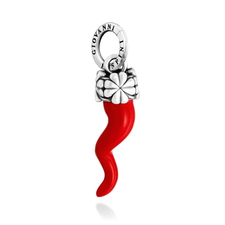 Giovanni Raspini zilveren charm rood hoorn small croco