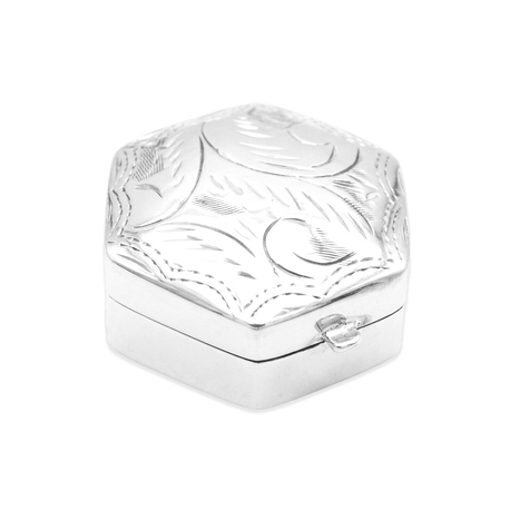 Zilveren doosje zeskant 2,5 x 2,5 cm
