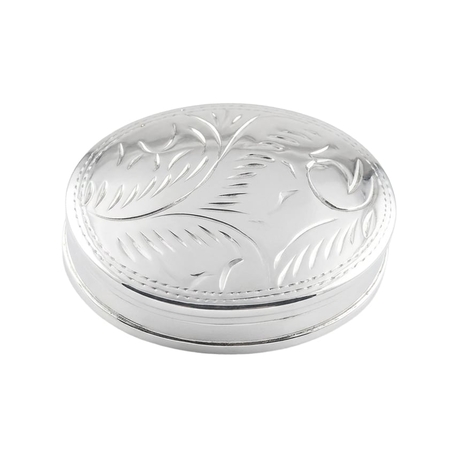 Ovaal zilveren doosje gegraveerd 3,5 x 2,7 cm