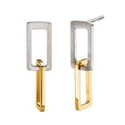 BOCCIA Titanium oorbellen rechthoeken mat en verguld 05106-02