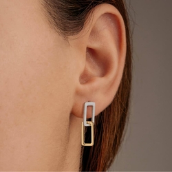 BOCCIA Titanium oorbellen rechthoeken mat en verguld 05106-02