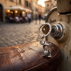 Zilveren sleutelhanger scooter Giovanni Raspini