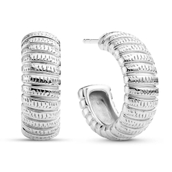 Sif Jakobs zilveren steekcreolen Riva tubogas patroon