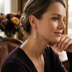 Bicolor lange zilveren oorhangers met zirkonia