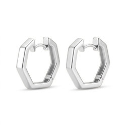 Zilveren creolen zeskantig