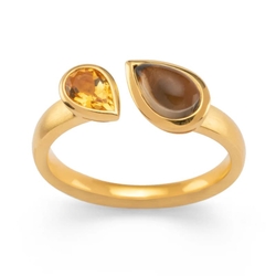 Bastian Inverun vergulde ring Sparkling Leaves