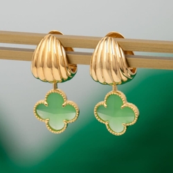 Heide Heinzendorff set Lisa creolen groene klavers