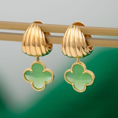 Heide Heinzendorff set Lisa creolen groene klavers