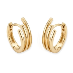 Verguld zilveren creolen waaier met 3 banen