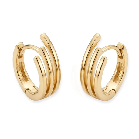 Verguld zilveren creolen waaier met 3 banen