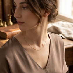 Geelgouden 14 krt ketting Ventiaanse schakel 45 cm fijn basiscollier