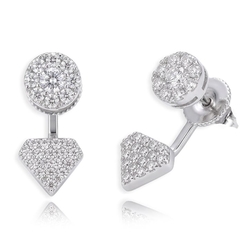 Zilver oorstekers hart zirconia