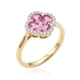 18 krt gouden ring klaver roze saffier 0,96 crt 28 x briljant 0,10 G SI
