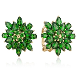 Vintage 14k gouden oorbellen chroom diopsiet