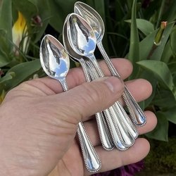 Vintage 6 zilveren theelepels met parelrand Gbroeders Huisman Schoonhoven 1973