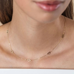 ZINZI Gold 14k gouden ketting hartjes ZGC504