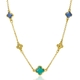 ZINZI verguld zilveren collier klavers blauw groen gelukscollier zic2583