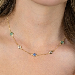 ZINZI verguld zilveren collier klavers mintgroen bkauw zic2763
