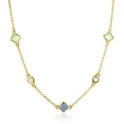 ZINZI verguld zilveren collier klavers mintgroen bkauw zic2763