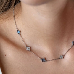 ZINZI zilveren collier klavers blauw