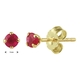 Kleine geelgouden oorstekers robijn 3 mm