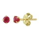 Kleine geelgouden oorstekers robijn 3 mm