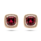 Rosé 14krt gouden oorstekers met Briljant 0,15 crt Rhodoliet 2x0,75 crt