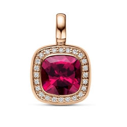 14 krt rosé gouden hanger met rhodoliet en briljant