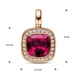 14 krt rosé gouden hanger met rhodoliet en briljant