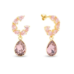 Spark verguld zilveren Gamberi oorbellen Vintage roze Swarovski crystals