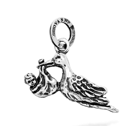 Giovanni Raspini zilveren bedel ooievaar met baby in zijn snavel