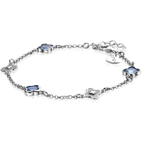 Zinzi zilveren armband blauwe klavers ZIA2582