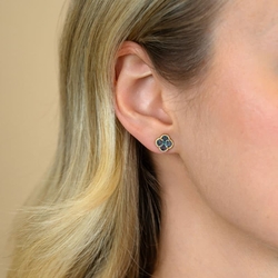 ZINZI vergulde oorbellen klavers blauw