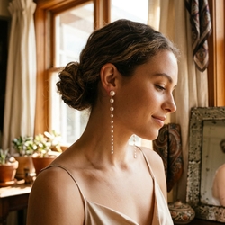 MY iMenso ODM zilveren oorbellen lang crystal parels