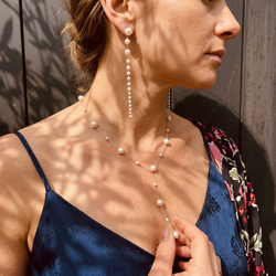 MY iMenso ODM zilveren oorbellen lang crystal parels