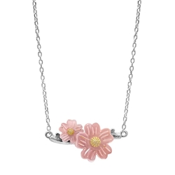 Laura Ashley zilveren collier Cherry Blossom Ditsy roze parelmoer