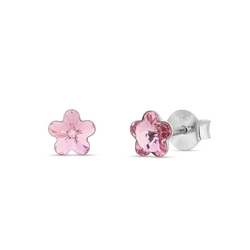 Spark zilveren Clematis oorstekers klaver light rose