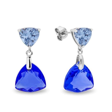 Spark zilveren Trigone oorbellen sapphire