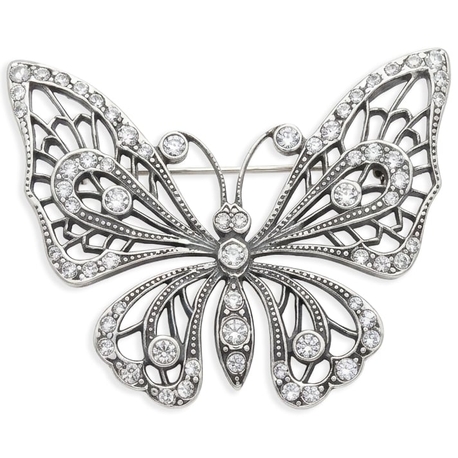Zilveren broche vlinder met kristallen van Timeless Classics